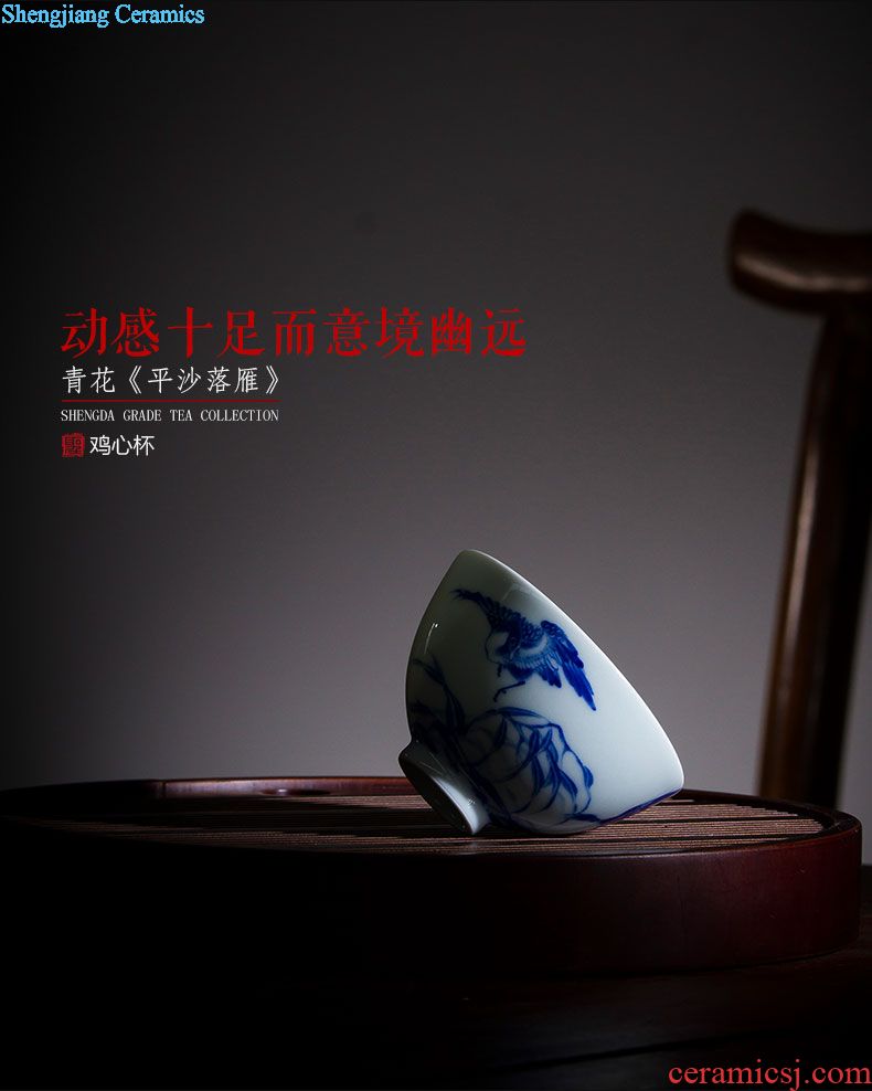 St large ceramic three tureen teacups hand-painted with blue and white landscape tea bowl full manual work of jingdezhen tea service
