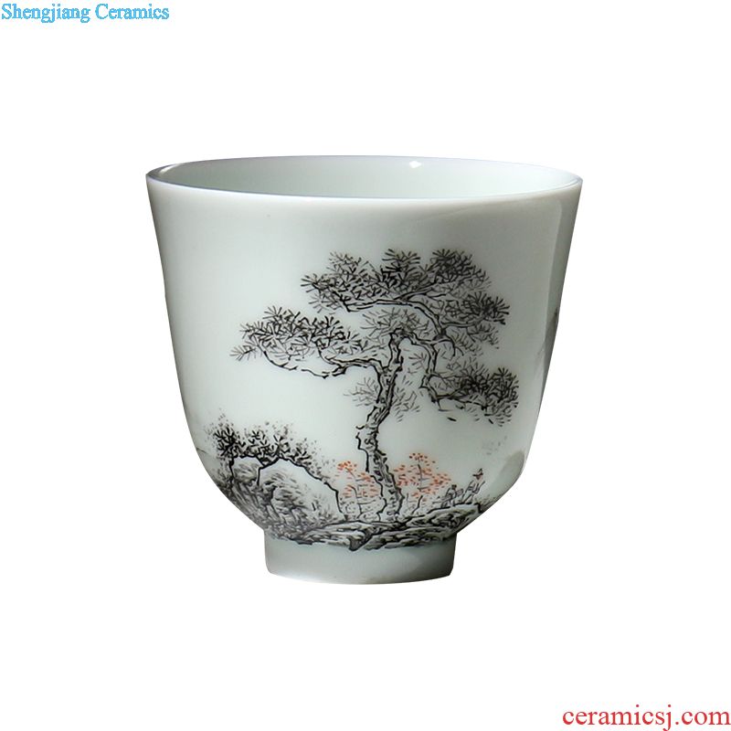 Blue and white kung fu master of jingdezhen ceramic sample tea cup cup single cup hand-painted teacup antique bound lotus flower tea cups