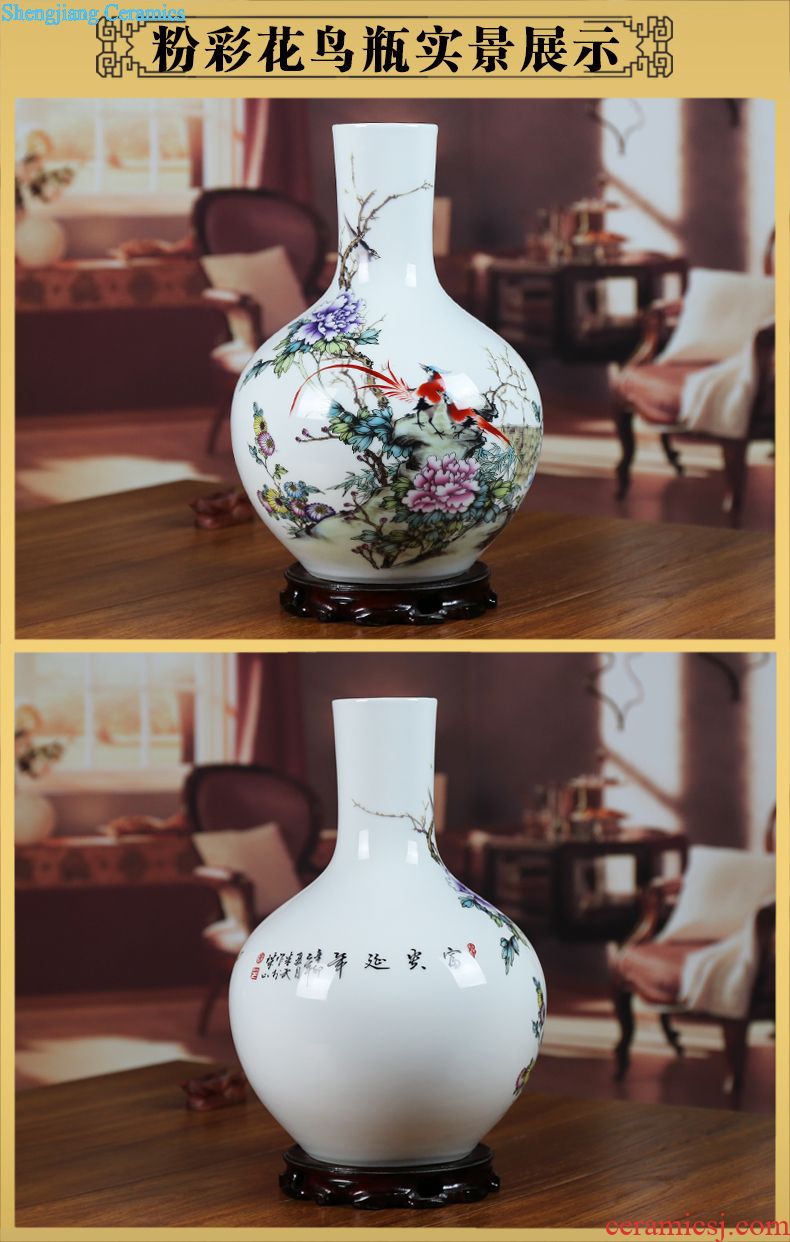 Jingdezhen ceramic vase modern blue and white porcelain painting lotus home sitting room place flower crafts gifts