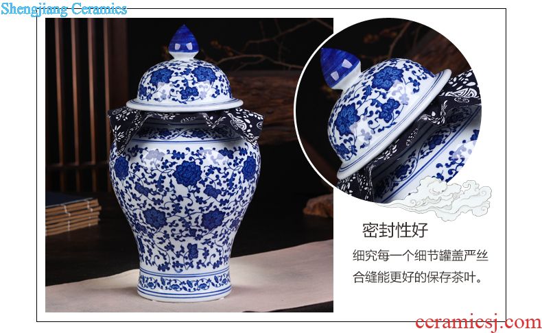 Jingdezhen ceramic seal caddy large sealed container pu 'er tea cans ceramic household gift box packaging