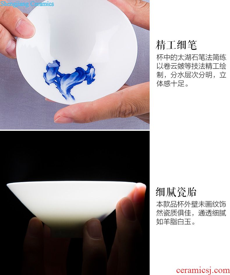 Santa hand-painted blue-and-white ceramics alum red paint YunLongWen pot bearing all hand kung fu tea accessories dry foam plate