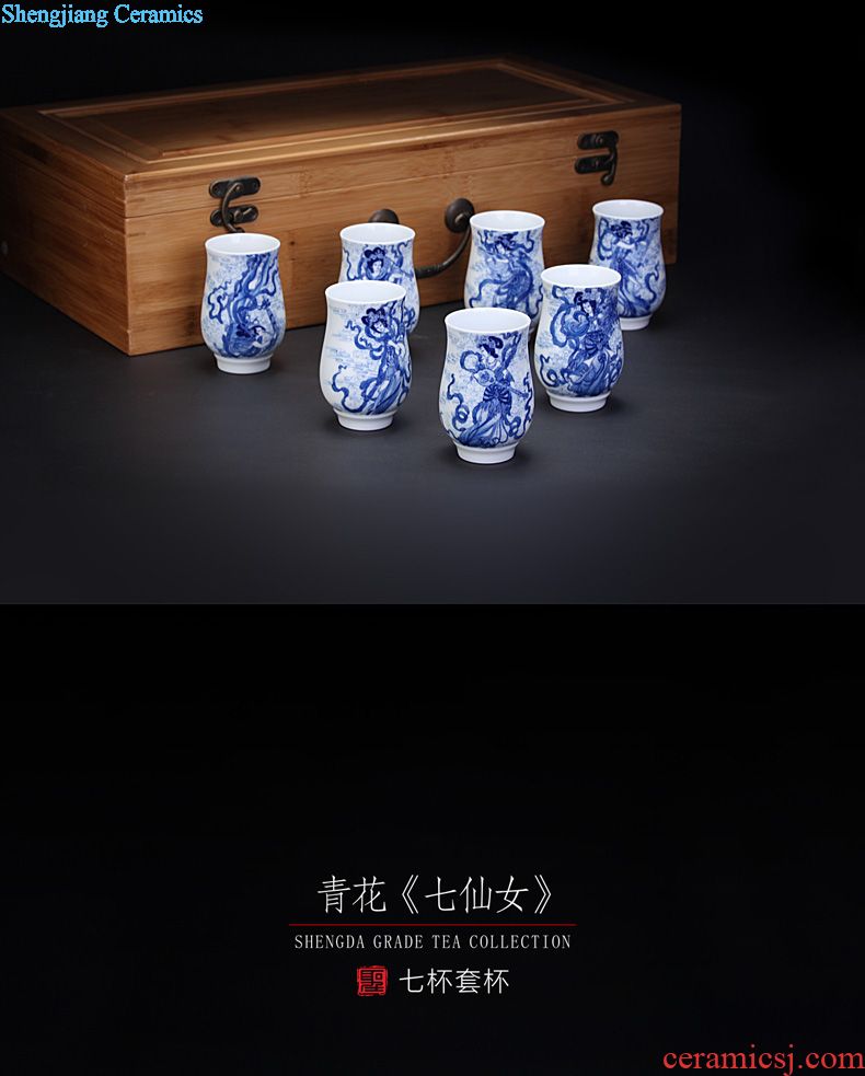 Sample tea cup jingdezhen blue and white dragon and tea set ceramic hand-drawn lines master cup single cup all hand kung fu tea cups