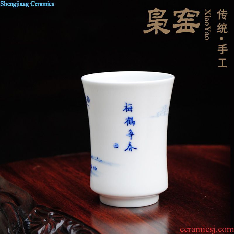 Owl jingdezhen kiln hand-painted ceramic famille rose tea set sample tea cup kung fu tea cups