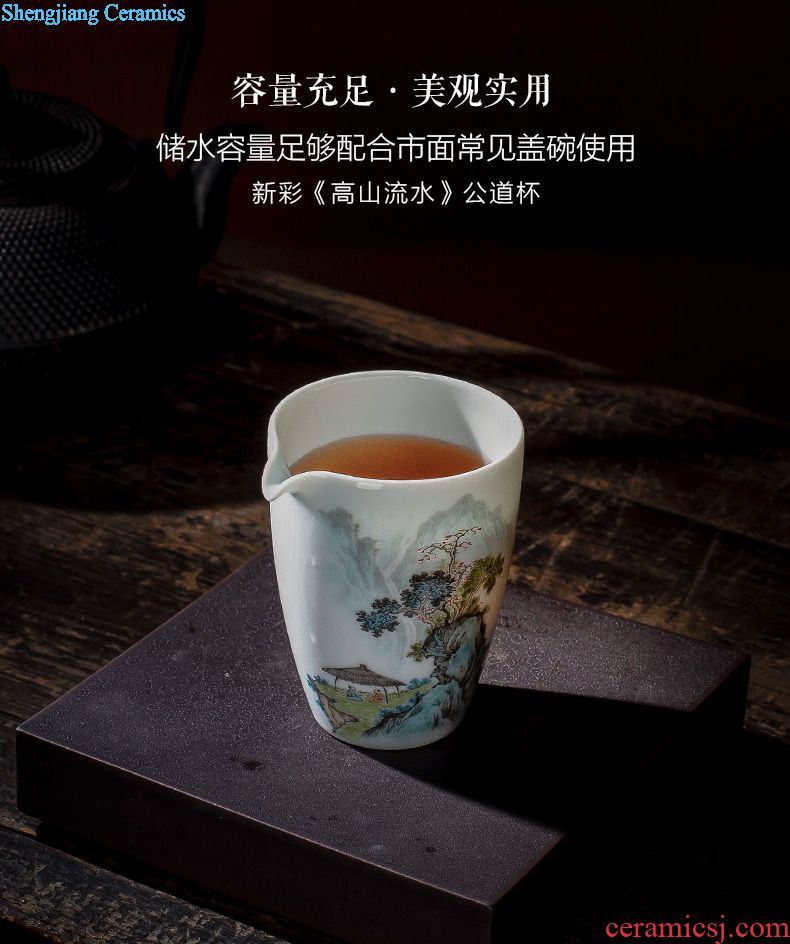 Holy big ceramic cover set hand colored enamel paint engraved look live over cover all hand of jingdezhen tea service