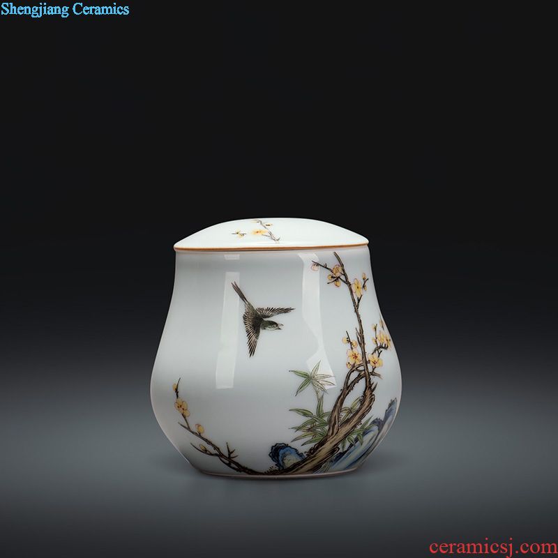 Jingdezhen manual powder enamel pot teapot small household kung fu tea kettle JingJun ceramic teapot