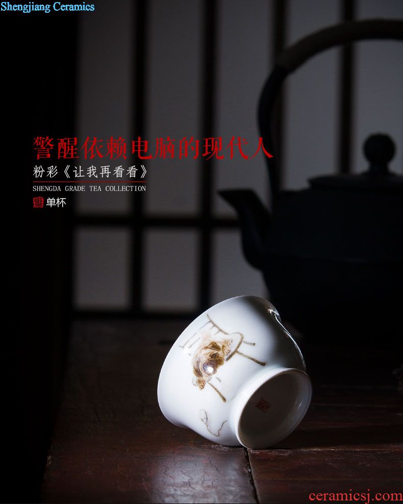 A clearance rule Jingdezhen ceramic hand-painted color ink paint qiu ju masters cup sample tea cup tea kungfu tea cups