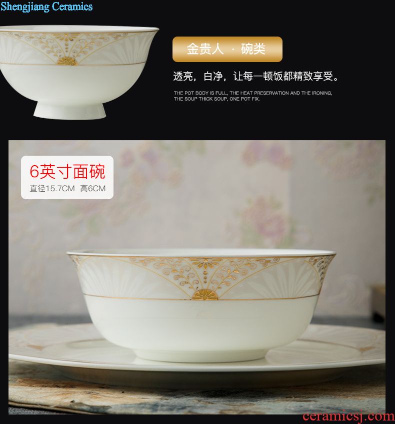 Dishes in the jingdezhen glaze temperature bone porcelain tableware bowl dish dish bowl household bone porcelain plate suit Chinese style