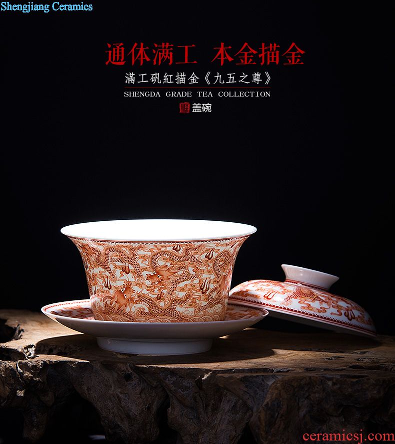 Santa jingdezhen all handmade ceramic sample tea cup hand-painted pastel pine crane master cup kung fu tea tea cup