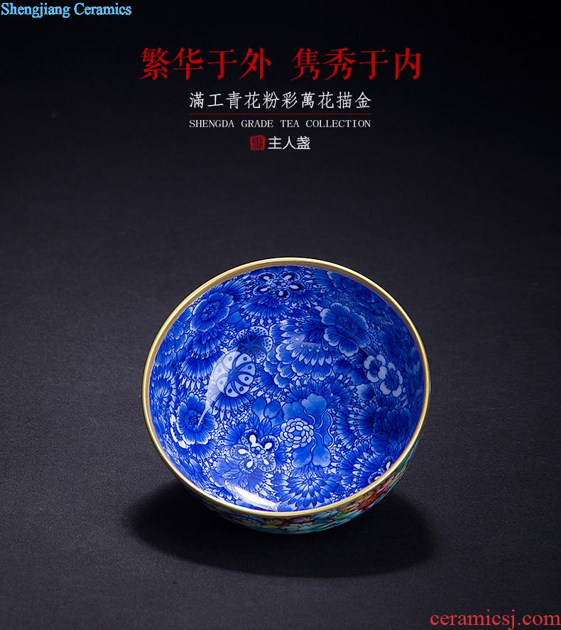 Tureen large ceramic cups hand-painted dragonflies only three tureen all hand fat white bowl jingdezhen kung fu tea set