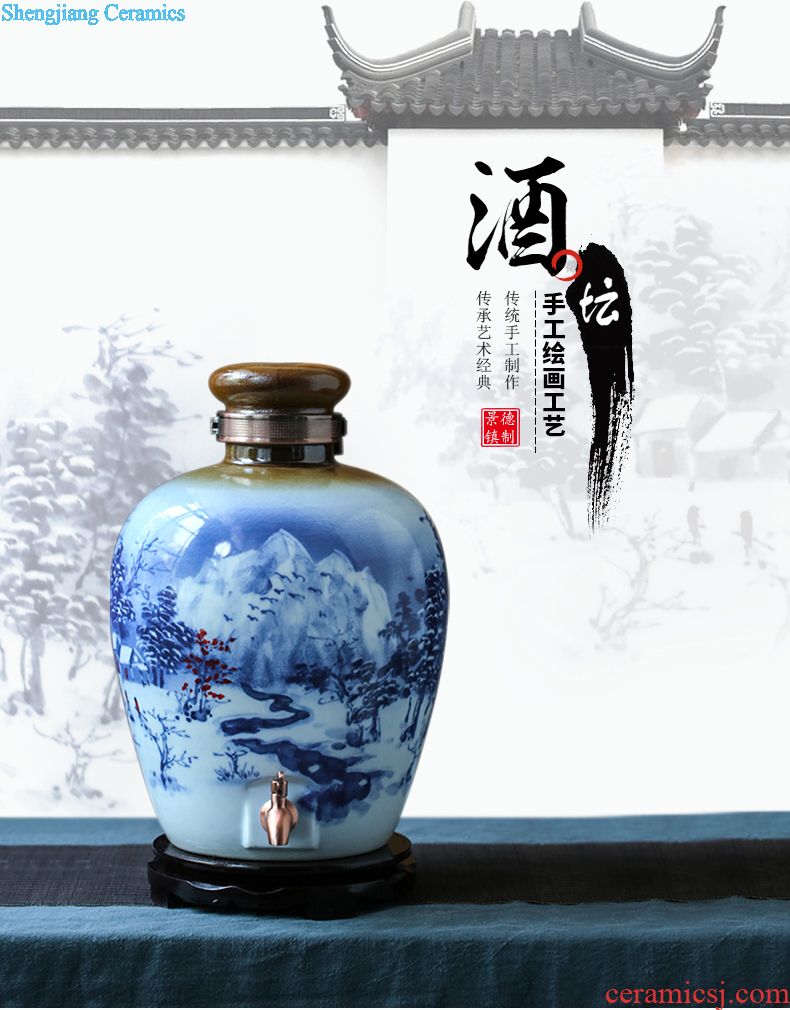 Jingdezhen ceramic jar sealing archaize restoring ancient ways it home 20 jins 50 kg foam bottle of liquor jar with cover