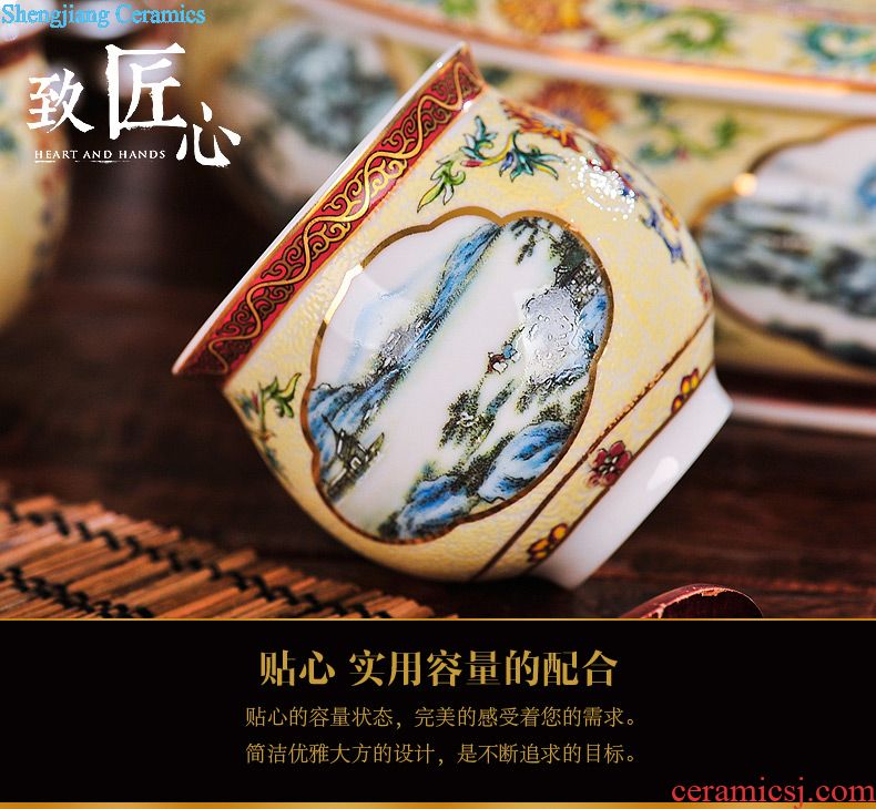 Jingdezhen colored enamel wine suit household ceramics hip wine liquor cup tray antique Chinese court points