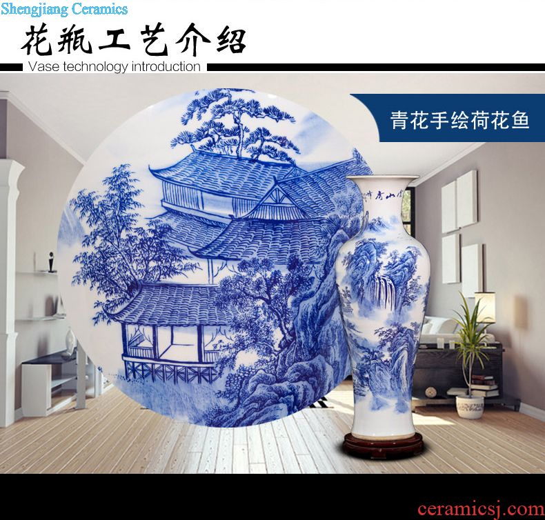 Jingdezhen ceramic general pot of blue and white porcelain vase large creative zen antique art restores ancient ways ikea floral organ
