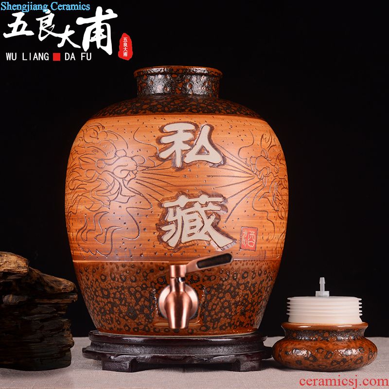 Retro jars hand-painted jugs with jingdezhen ceramic bottle wine jar tap 20 jins 30 jins it 50 kg