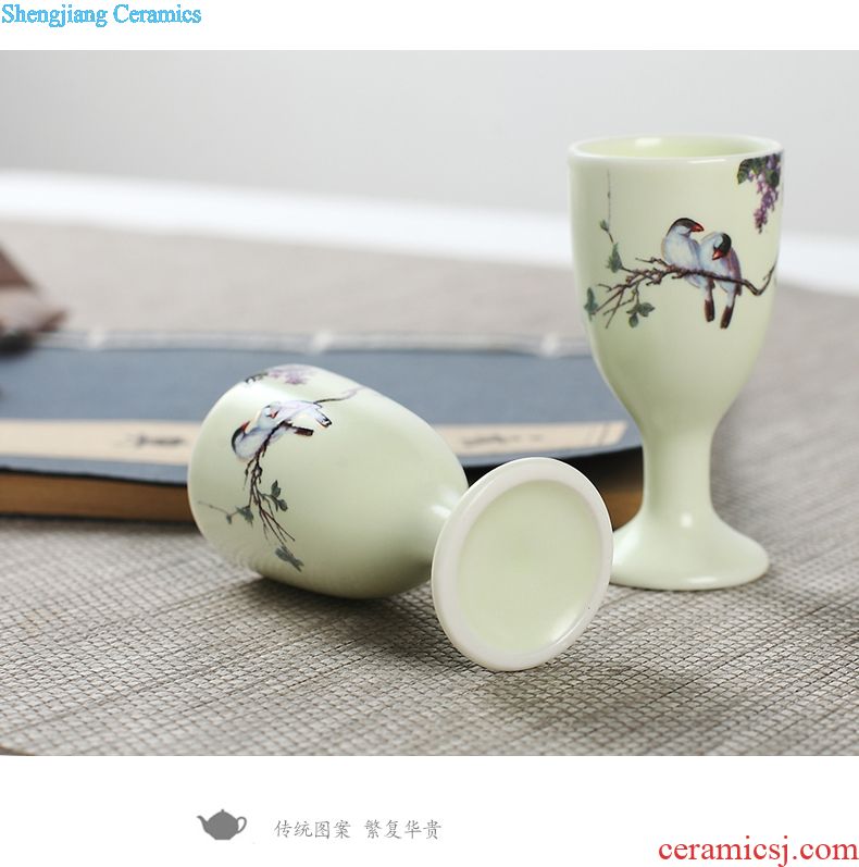 Wine liquor cup suit household ceramics jingdezhen celadon antique Chinese paint tray hip flask