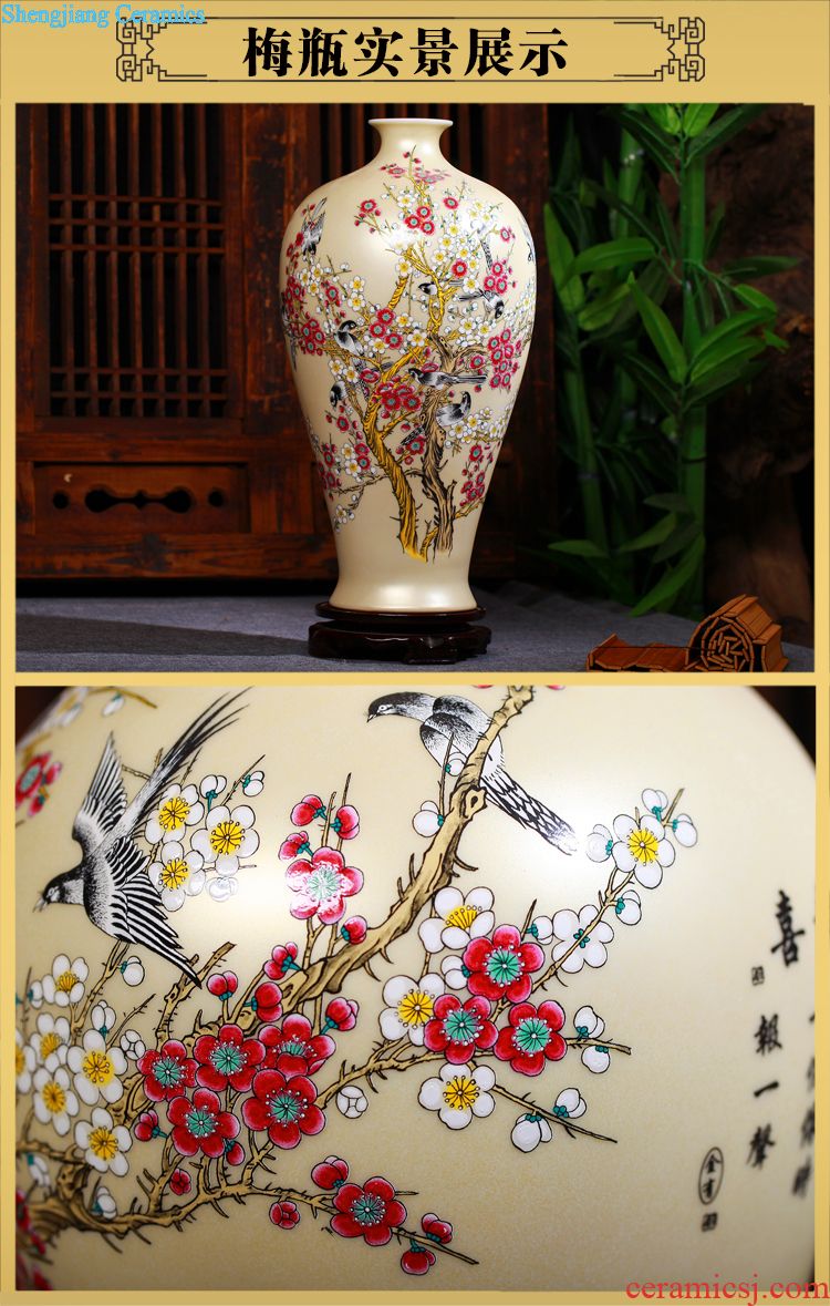 Jingdezhen ceramics three-piece enamel vase sitting room decoration plate wedding gifts home furnishing articles