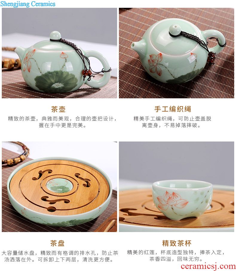 Marriage was suit household of Chinese style wedding of a complete set of jingdezhen ceramic big red kung fu tea cup teapot tea tray