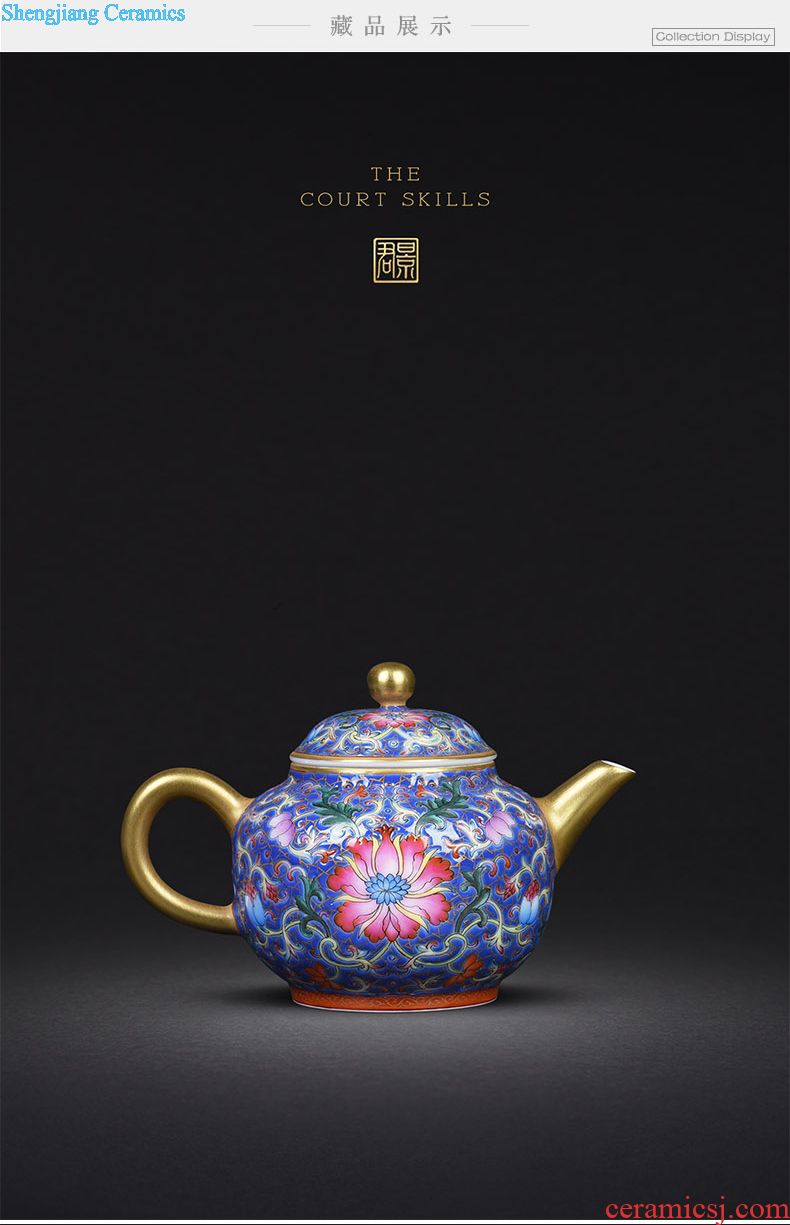 JingJun jingdezhen hand-painted colored enamel porcelain teapot kung fu tea set single pot of tea tea