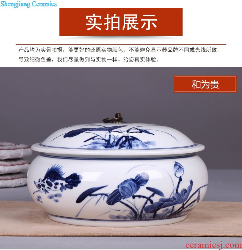 Jingdezhen ceramic moistureproof caddy retro puer tea canister to seal large creative general manual