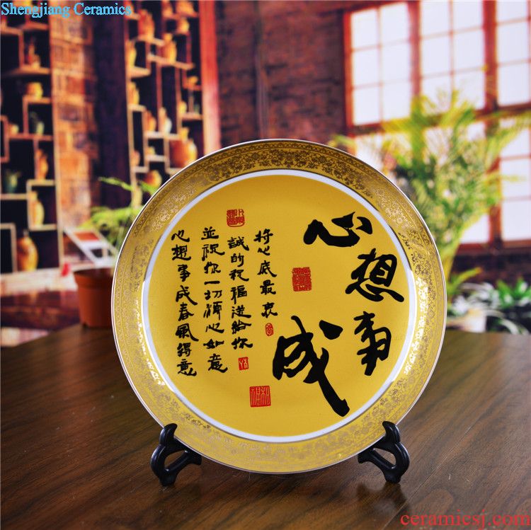 Blue and white porcelain of jingdezhen ceramics decoration decoration plate sat dish dish modern fashionable sitting room handicraft furnishing articles