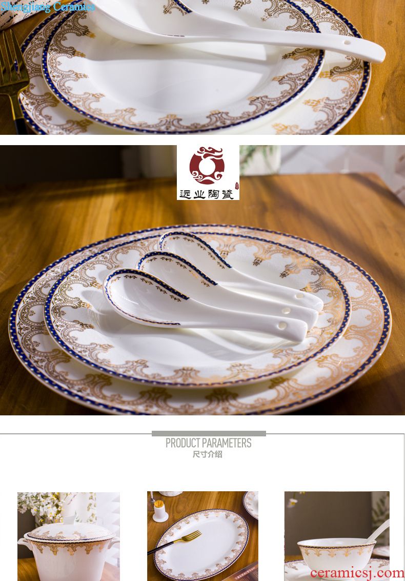 High-grade bone China tableware suit Chinese Jingdezhen porcelain bowl plate 72 luxury housewarming gift set