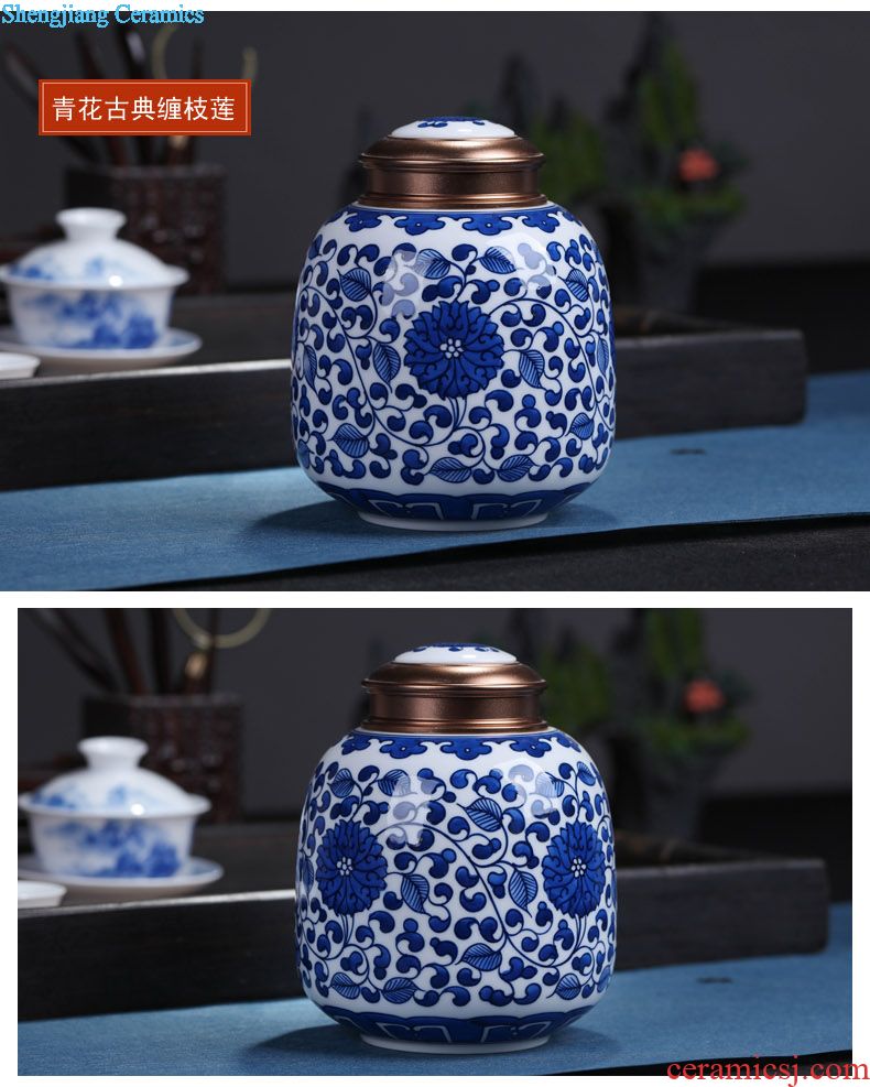 Jingdezhen ceramic tea cake tea gift box packaging household tea pot seal pot storage tank