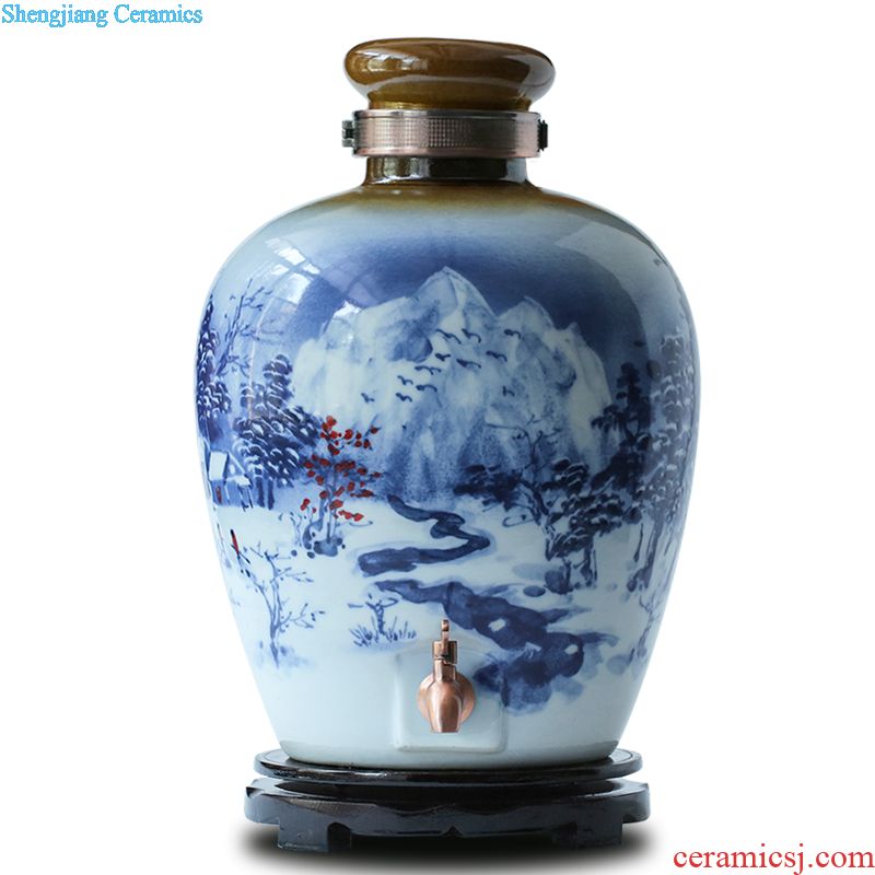 Jingdezhen ceramic jar sealing archaize restoring ancient ways it home 20 jins 50 kg foam bottle of liquor jar with cover