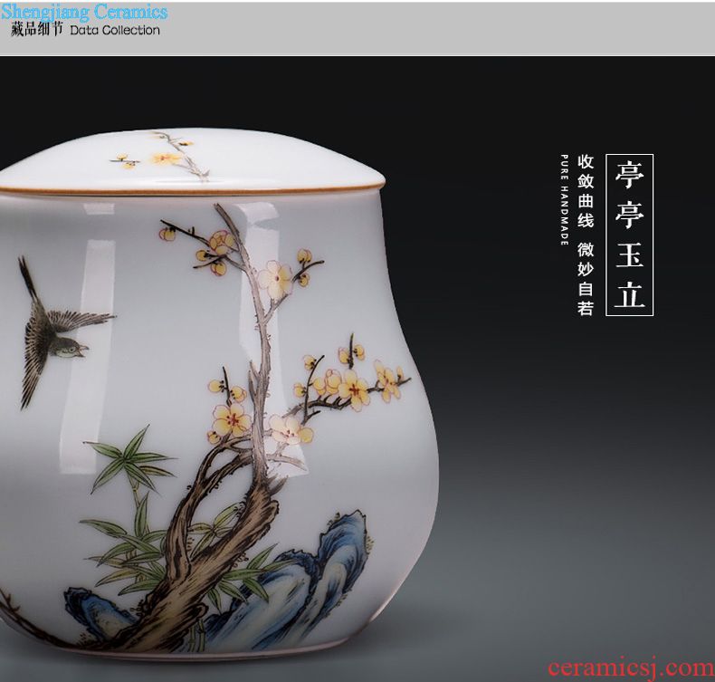 Jingdezhen manual powder enamel pot teapot small household kung fu tea kettle JingJun ceramic teapot