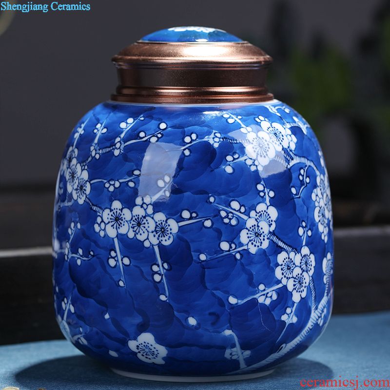 Jingdezhen ceramic tea cake tea gift box packaging household tea pot seal pot storage tank