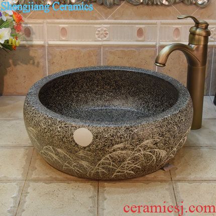 JingYuXuan jingdezhen ceramic art basin stage basin sinks the sink basin small oval chrysanthemum