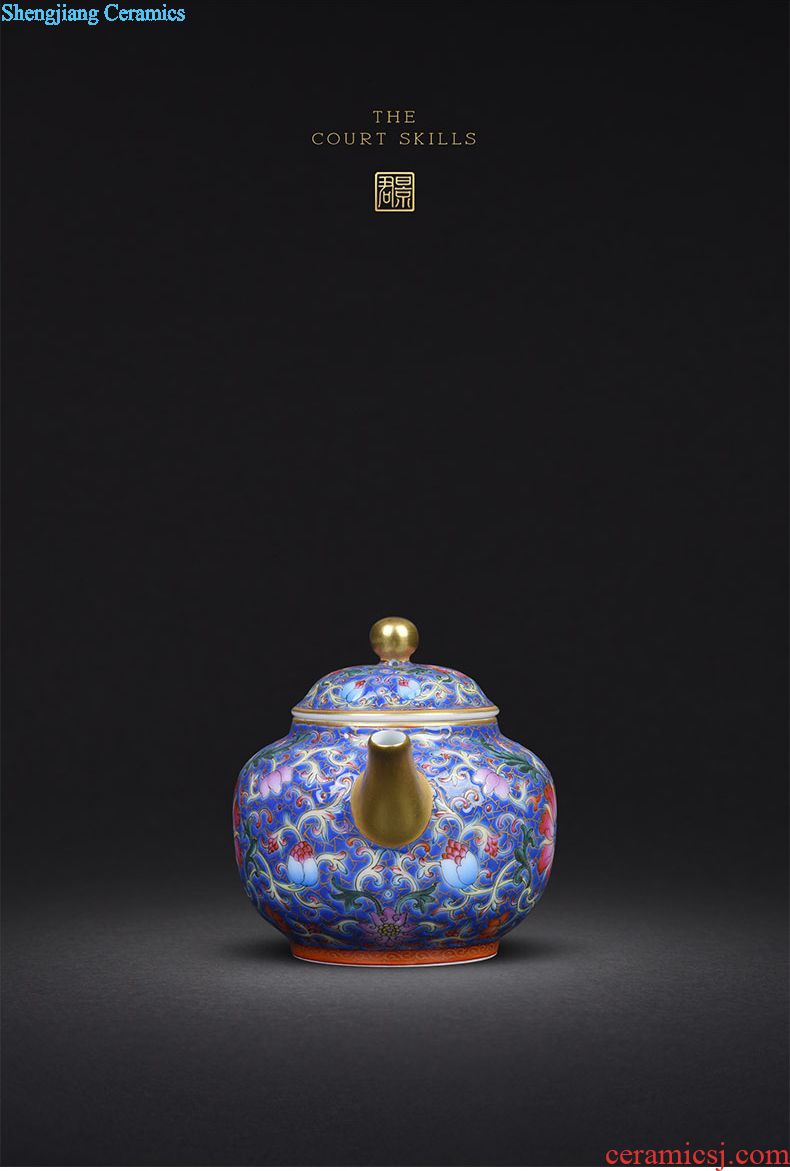 JingJun jingdezhen hand-painted colored enamel porcelain teapot kung fu tea set single pot of tea tea