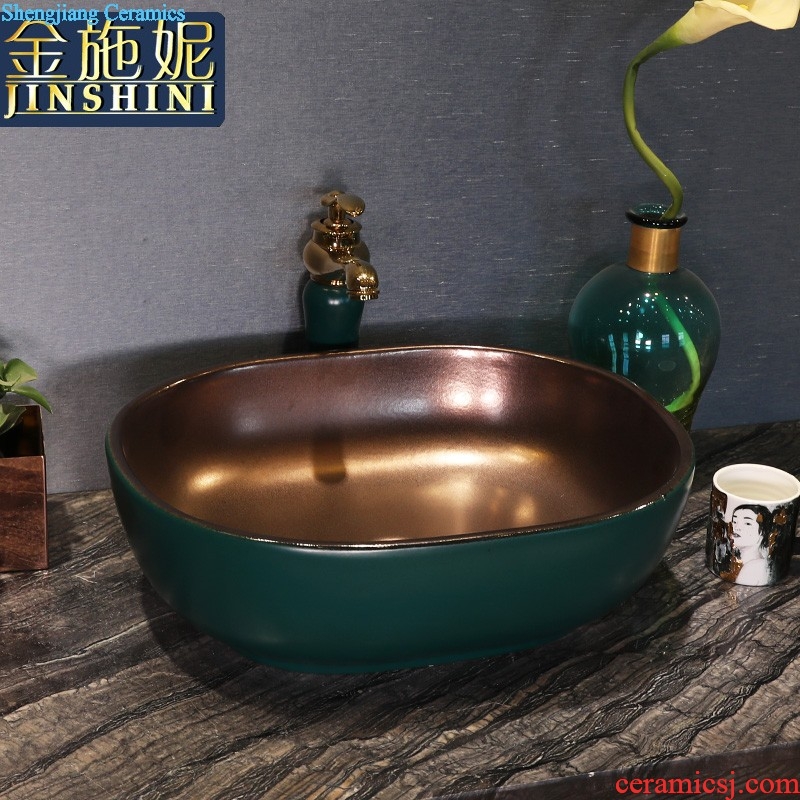 The stage basin of jingdezhen art disc pink square basin washing a face plate of literature and art ceramic toilet wash water basin