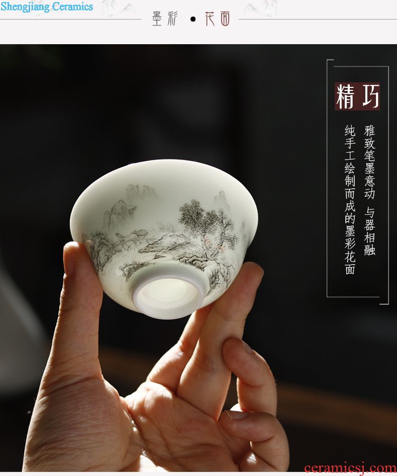 Blue and white kung fu master of jingdezhen ceramic sample tea cup cup single cup hand-painted teacup antique bound lotus flower tea cups