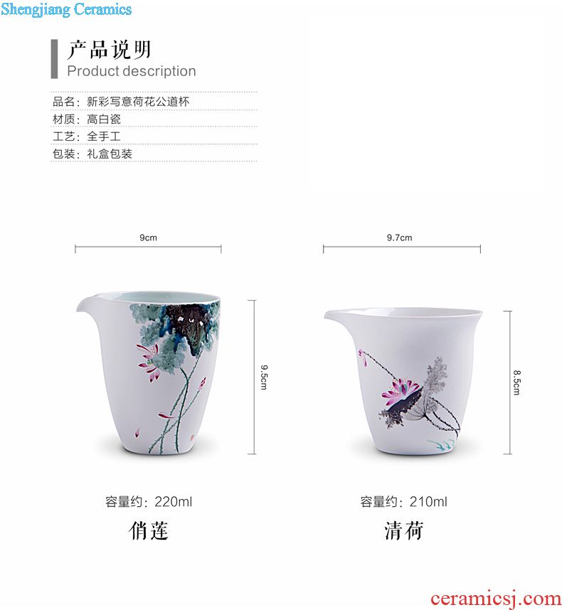 Tureen tea cup size of jingdezhen ceramic kung fu tea set hand-painted pastel lotus three fat white tea bowl to bowl