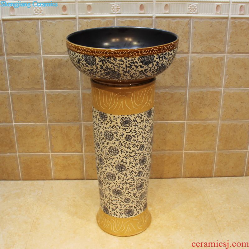 Jingdezhen JingYuXuan lotus pillar ceramic art basin waist drum broken bottom lavatory basin of wash basin