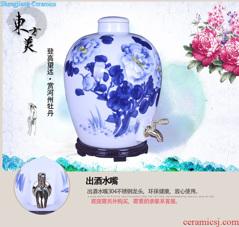 Ceramic jars 20 jins 30 jins of 50 kg foam bottle with tap jingdezhen ceramic carved dragon it wine jar