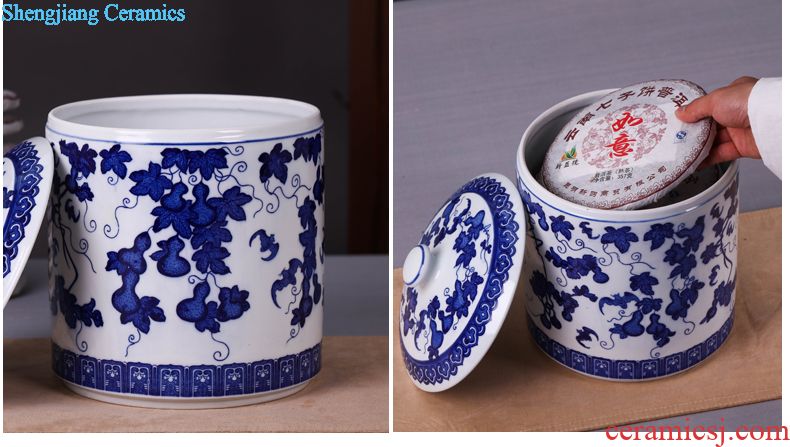 Jingdezhen ceramic household caddy large seven loaves puer tea pot containing porcelain tea pot seal