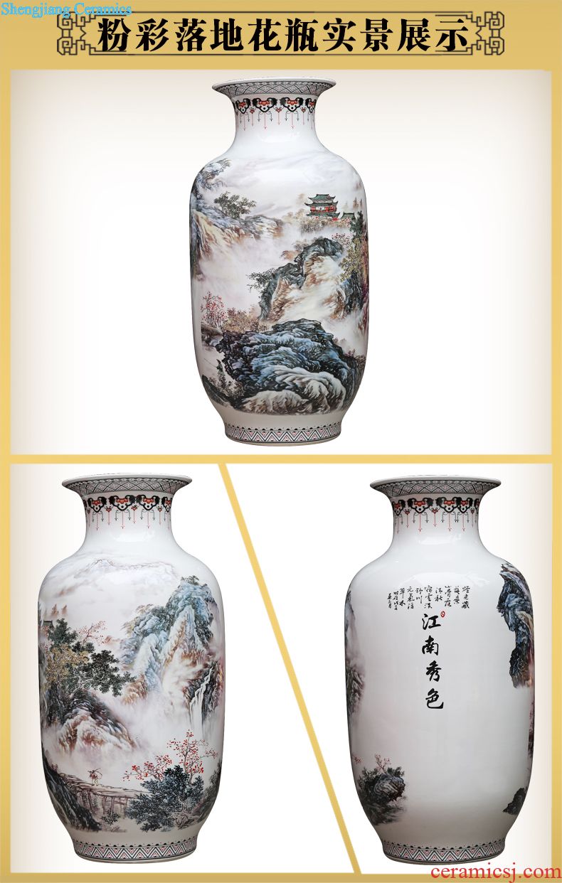 Jingdezhen ceramics colored enamel vase modern home sitting room adornment ears aureate floor company furnishing articles