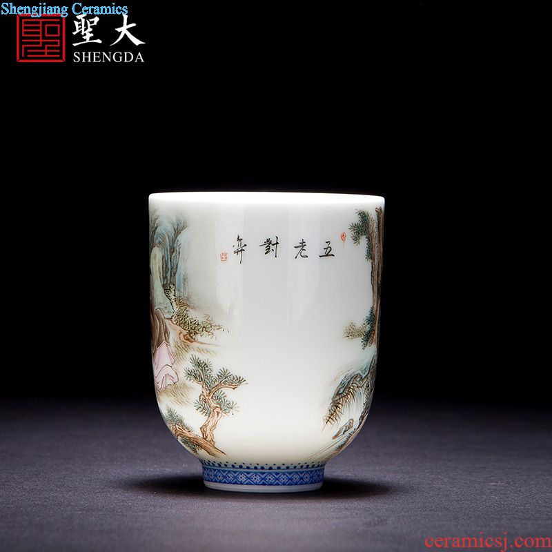 Clearance rule kung fu tea cups ceramic sample tea cup hand-painted maintain blue-and-white sanduo grain cup of jingdezhen tea service master