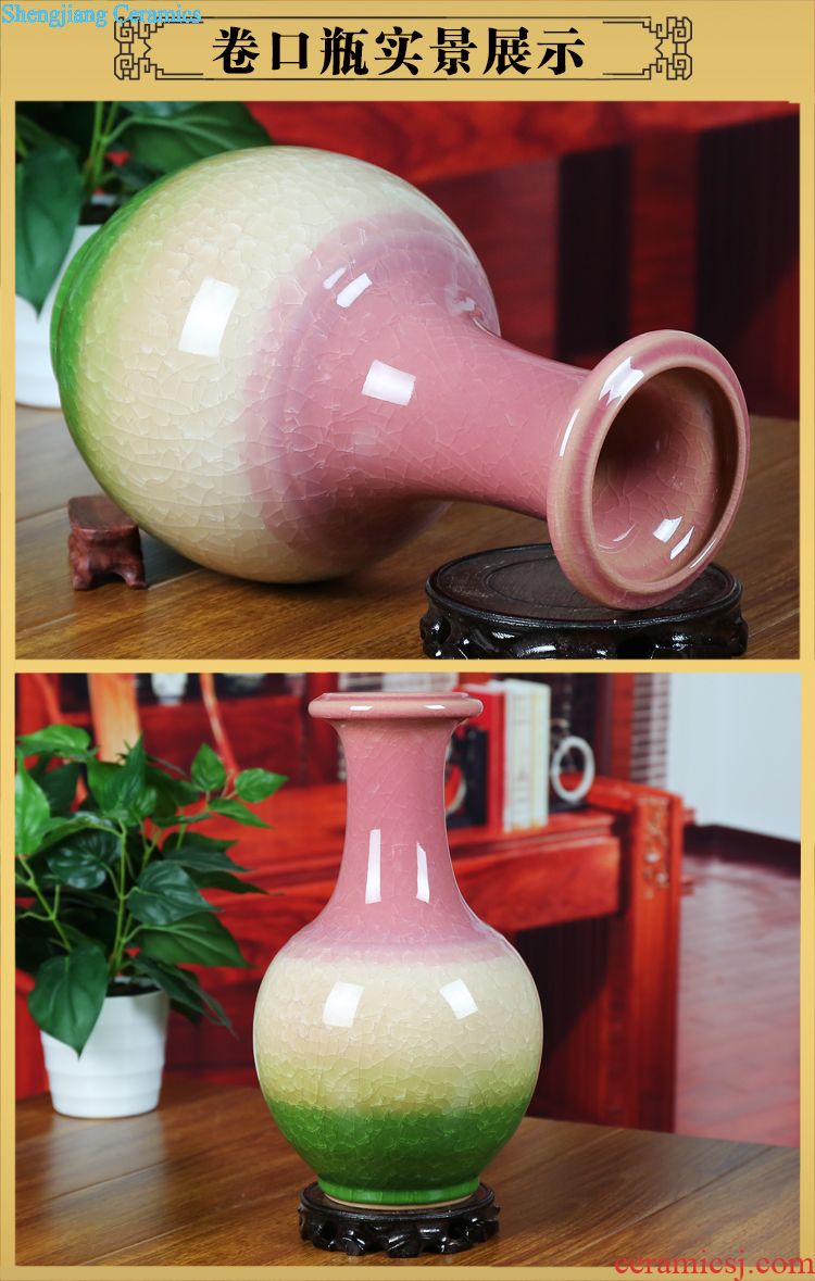 Jingdezhen ceramics hollow-out pastel floret bottle furnishing articles contemporary and contracted sitting room home decoration wedding gift