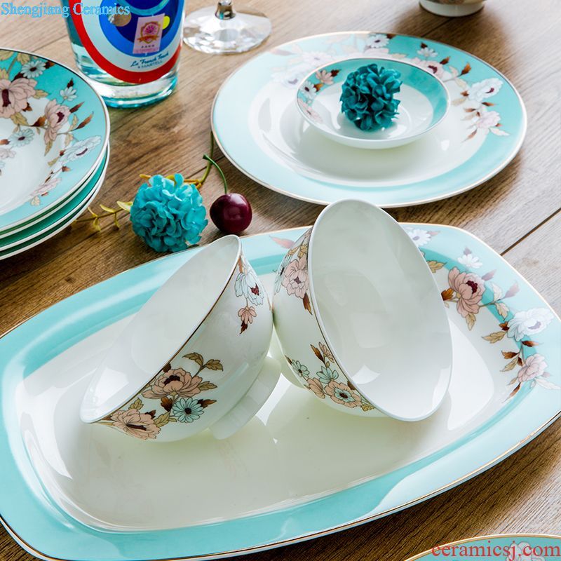 Jingdezhen high-grade bone China tableware suit dishes household porcelain bowl chopsticks dishes suit household of Chinese style restoring ancient ways