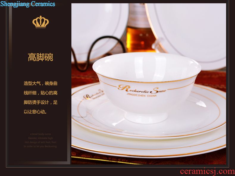 Delin bone porcelain tableware suit 60 head Jingdezhen ceramic dishes and plates spoons gift set porcelain