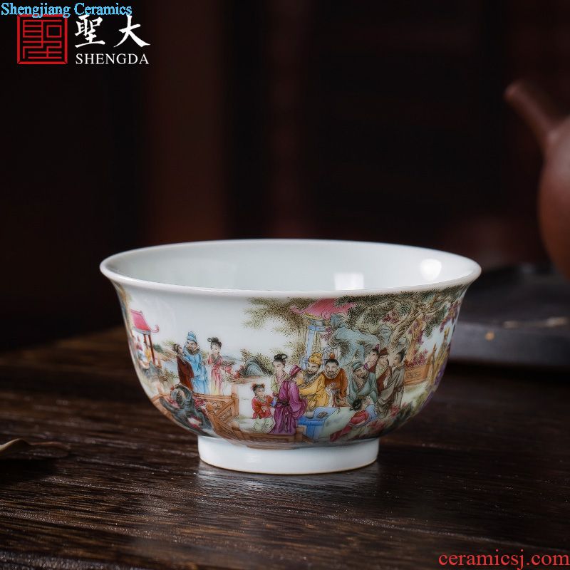 The big ceramic curios Blue and white 18 arhats master kung fu teacups hand-painted lamp that jingdezhen tea sample tea cup