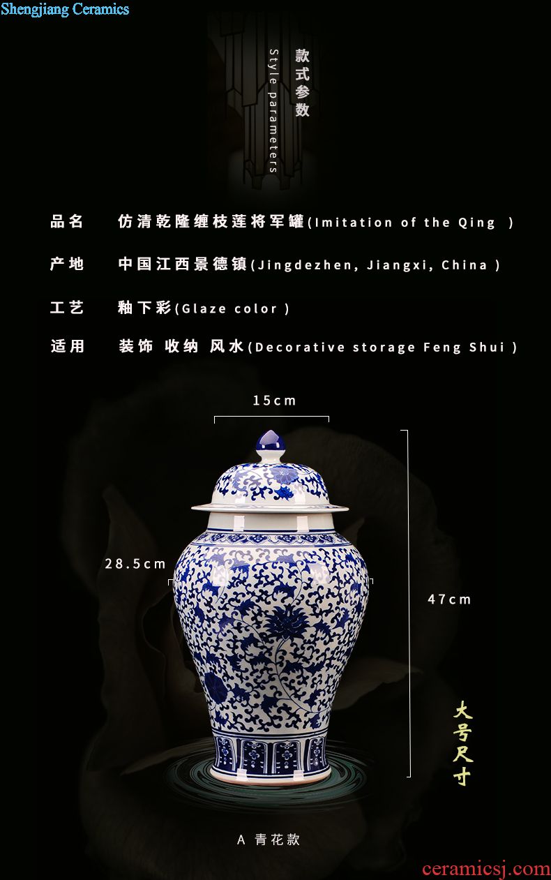 Jingdezhen ceramic Chinese red vase furnishing articles home decoration new Chinese flower arranging bottle porcelain arts and crafts