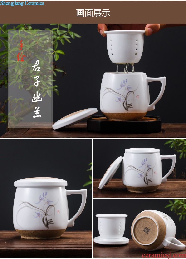 Jingdezhen ceramic cups cup with cover cup household glass office meeting gift of blue and white bone China cups customization
