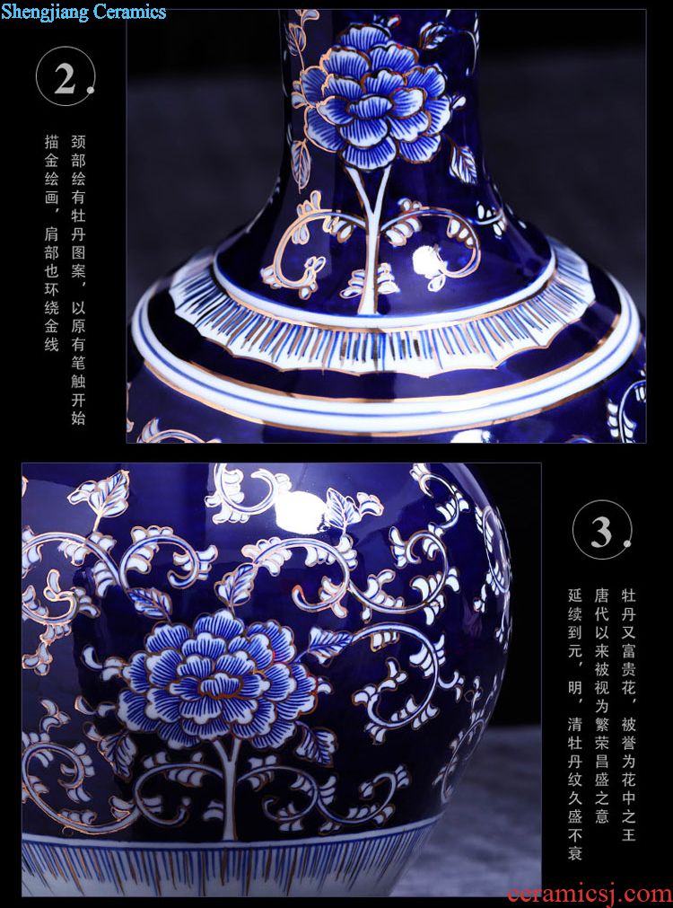 Jingdezhen ceramic handicraft ceramic landscape of large blue and white porcelain vase sitting room home decoration porcelain furnishing articles