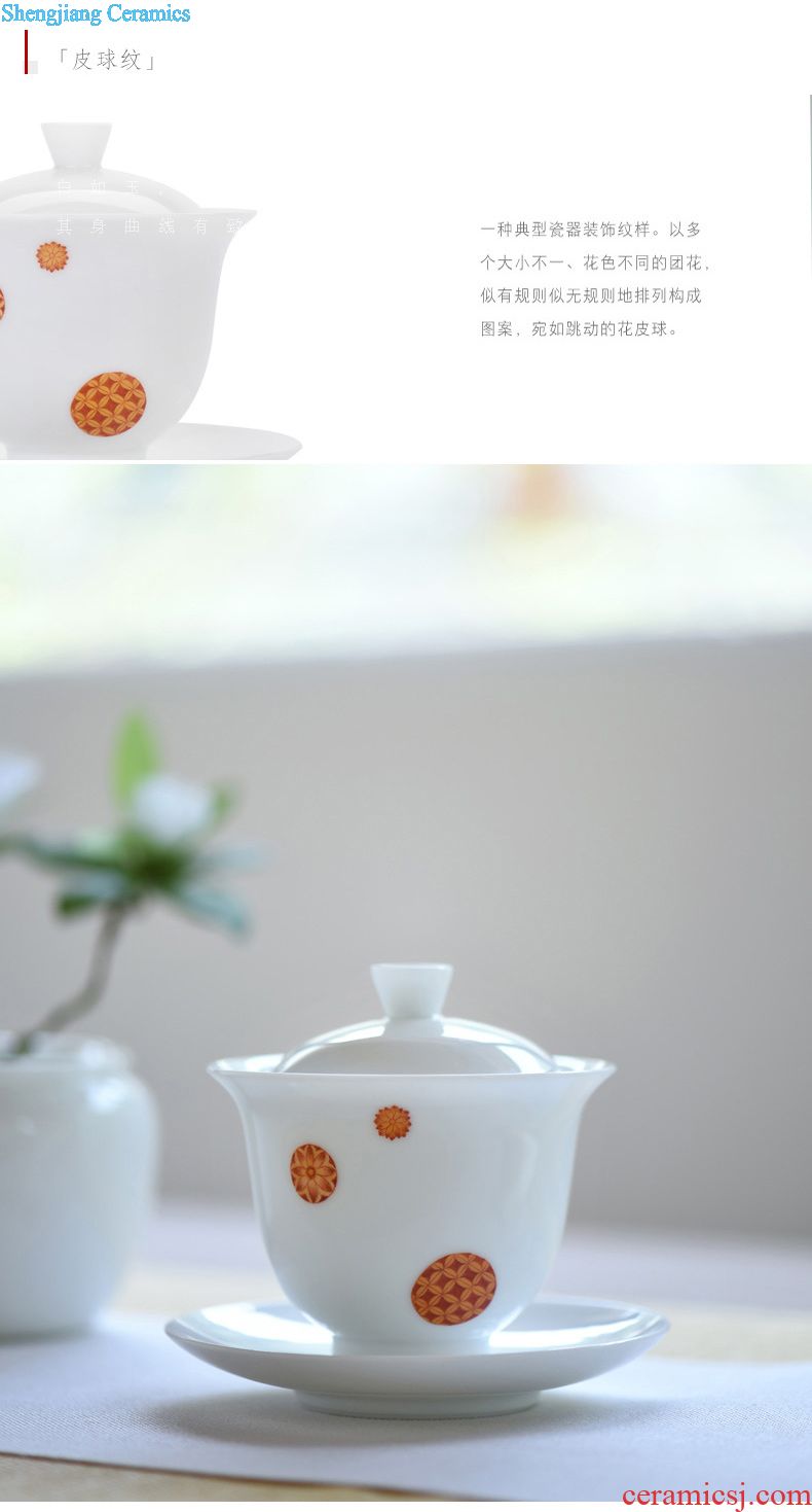 Jingdezhen ceramics ji blue glaze hand-painted colored enamel paint branch flowers kung fu tea teapot teacup