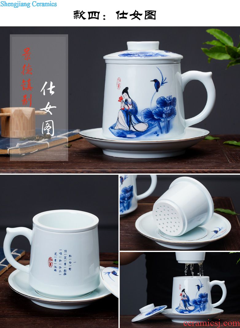 Jingdezhen ceramic cups with cover bone porcelain cup household porcelain bowl glass office meeting 10 only to custom