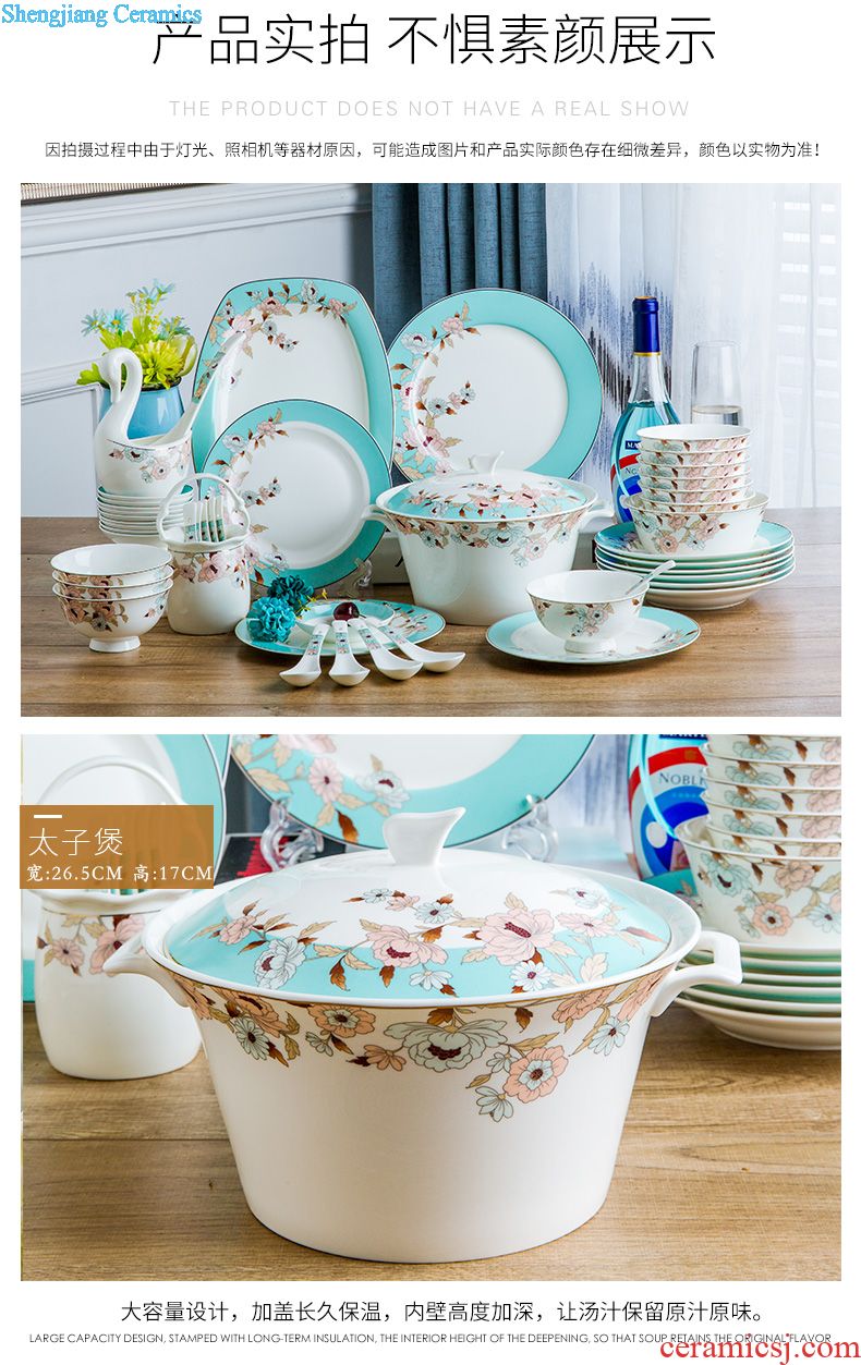 Jingdezhen high-grade bone China tableware suit dishes household porcelain bowl chopsticks dishes suit household of Chinese style restoring ancient ways