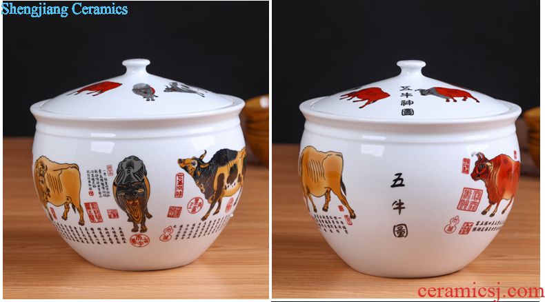 Jingdezhen ceramic handmade tea pot receives puer tea cake jar airtight tea cake big detong tea set