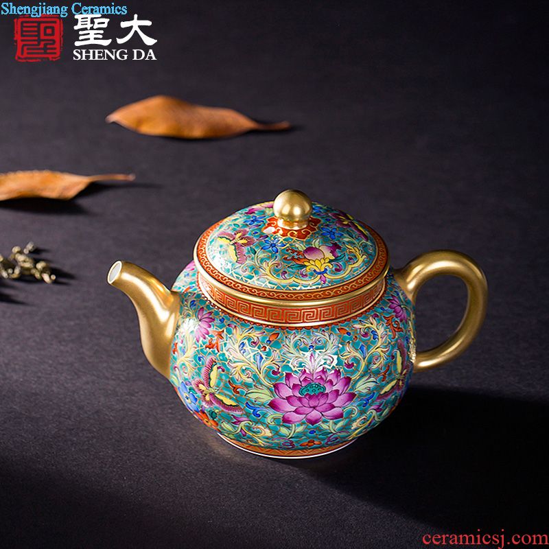 Kung fu tea sample tea cup hand-painted ceramic powder enamel figure five DE cock in cup all hand of jingdezhen tea service master